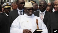 Gambian President Yahya Jammeh stands outside the Sipopo Conference Center ahead of the opening session of the 17th African Union Summit, in Malabo, Equatorial Guinea, June 2011. (file photo)