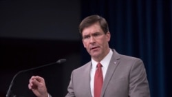 美国国防部长埃斯珀向媒体简报新冠病毒疫情（美国国防部2020年3月17日照片）