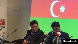 Azərbaycanlı milli fəallar Saleh Kamrani və Babək Çələbiyanlı Bürsseldə konfransda (Foto Saleh Kamraninin Facebook səhifəsindən götürülüb)