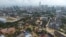 An aerial view shows the flooded George Town city in Penang, Malaysia, Sunday, Nov. 5, 2017. A northern Malaysian state has been paralyzed by a severe storm that led to two deaths and some 2,000 people evacuated in the worst flooding in years,…