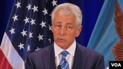 Menhan AS Chuck Hagel menjelaskan rencana penempatan pertahanan anti misil di Guam untuk mengantisipasi ancaman Korut, Rabu (3/4). 