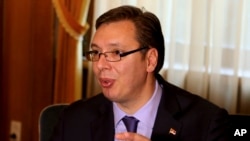 Premijer Srbije Aleksandar Vučić u intervjuu Asošijejted Presu u Tirani. 