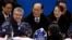 FILE - IOC president Thomas Bach, second from left, and Kim Yo Jong, right, sister of North Korean Leader Kim Jong Un.