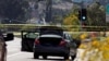 A car, allegedly used by the gunman who killed one at the Congregation Chabad synagogue in Poway, is pictured, a few hundred feet from the Interstate 15 off-ramp north of San Diego, California, April 27, 2019.