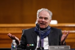 Sen. Tim Kaine, D-Va., speaks on Capitol Hill in Washington, May 7, 2020.