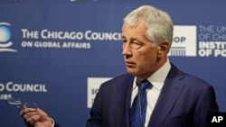 Secretary of Defense Chuck Hagel speaks about strategic priorities to the Chicago Council on Global Affairs on May 6, 2014.