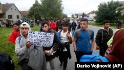 Migranti i izbeglice prolaze kroz Novu Pazovu na putu prema granici s Mađarskom (Darko Vojinović, AP)