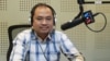 FILE - Kim Sok participates in a Voice of America call-in radio show, February 13, 2017. (Lim Sothy/VOA Khmer)