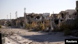 گوشۀ کوچکی از ویرانی شهر رمادی پس از جنگ میان سربازان عراق و تندروان داعش