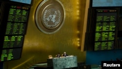 15일 뉴욕 유엔본부에서 열린 유엔총회에서 시리아 정부 규탄 결의안을 채택되었다.