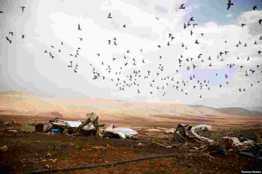 요르단강 서안지구의 팔레스타인 &#39;베두인&#39; 야영지가 이스라엘의 강제 철거로 파괴됐다. 