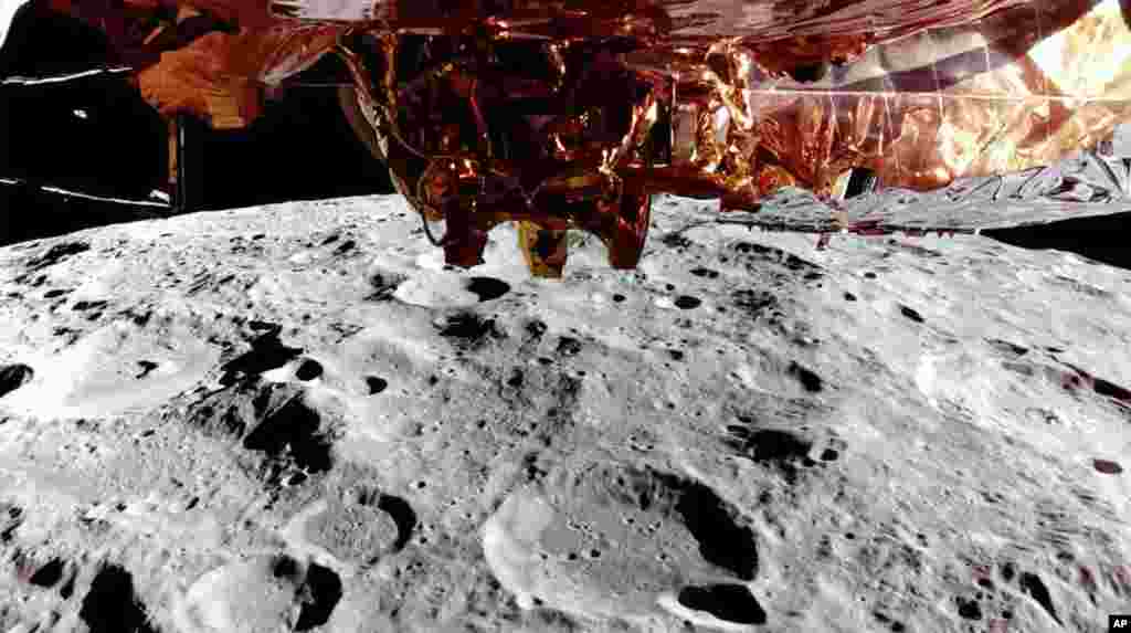 This image provided by Firefly Aerospace on Feb. 26, 2025 shows Firefly Aerospace’s Blue Ghost lunar lander orbiting the moon. (Firefly Aerospace via AP)