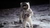 Astronaut Buzz Aldrin walks on the surface of the moon during the Apollo 11 mission in 1969.