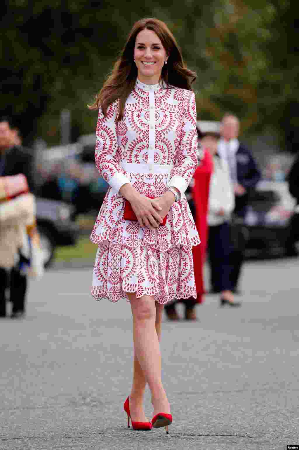 Britain&#39;s Catherine, Duchess of Cambridge, tours the Kitsilano Coast Guard Station in Vancouver, British Columbia, Canada.