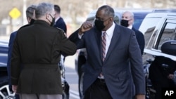美国新任国防部长奥斯汀1月22日抵达五角大楼 （美联社）