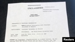 Prva strana trankripta razgovora američkog i ukrajinskog predsjednika koji je objavila Bijela kuća