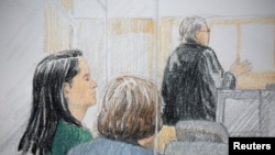 华为首席财务官孟晚舟在加拿大温哥华的不列颠哥伦比亚省最高法院出庭，法官将宣布是否允许将其保释。(2018年12月7日)