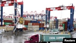 在美国加利福尼亚州的圣佩德罗港口看到的集装箱。(路透社，2018年3月22日资料照)