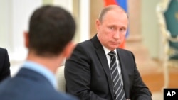 دیدار ولادیمیر پوتین رئیس جمهوری روسیه با بشار اسد رئیس جمهوری سوریه در مسکو - ۲۸ مهر ۱۳۹۴ 