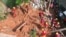 An aerial view shows rescue teams working at a landslide site in Bethania neighborhood, Ipatinga, Minas Gerais state, Brazil, Jan. 12, 2025.