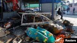 تصویر پس از حمله بر بازاری در دونتسک 