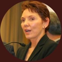 “停止种族灭绝行动组”(Stop the Genocide Task Force)共同创办人瑞洁(Reggie Litttlejohn) (照片来自瑞洁个人推特账户)