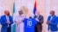 Buhari da Infantino rike da jesi mai lambar 10 da sunan Buhari (Facebook/Femi Adesina)