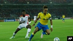 Le Gabonais Pierre Aubameyang en Guinée Equatoriale lors de la Coupe d'Afrique des Nations, le 17 janvier 2015