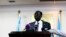 South Sudan Foreign Minister Barnaba Marial Benjamin, seen here on Aug. 12, 2014, in Juba, says the status of foreign workers will be discussed further at a later date.