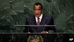 Denis Sassou Nguesso, président du Congo-Brazzaville, à l'ONU le 26 septembre 2014. (AP Photo/Richard Drew)