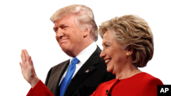 도널드 트럼프(왼쪽) 공화당 대통령 후보와 힐러리 클린턴 민주당 후보.