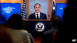 የዩናይትድ ስቴትስ የውጭ ጉዳይ ሚኒስትር አንተኒ ብሊንከን እንደ አውሮፓውያን አቆጣጠር የ2022 ዓ.ም የዩናይትድ ስቴትስ የሰብዓዊ መብቶች ሪፖርትን ዋሽንግተን ዲሲ ውስጥ ይፋ ባደረጉበት ወቅት