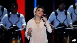 Andra Day sings "Rise Up"