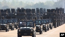 资料照片：缅甸军方庆祝武装部队日。（2023年3月27日）