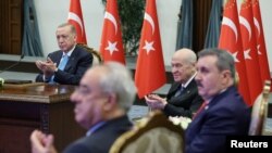 رجب طیب اردوغان، رئیس جمهوری ترکیه، در مراسم ویدیویی افتتاح اولین نیروگاه هسته‎‌ای ترکیه.