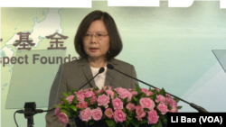 台湾总统蔡英文2017年8月8日就台湾的地区角色发表讲话（美国之音黎堡摄） 