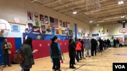 Watu wakiwa katika msitari wa kupiga kura Arlington, Virginia