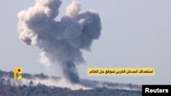 ویدئویی که گفته شده حملات حزب الله به مواضع مرزی اسرائیل را نشان می دهد. ۱۳ آبان. رویترز.