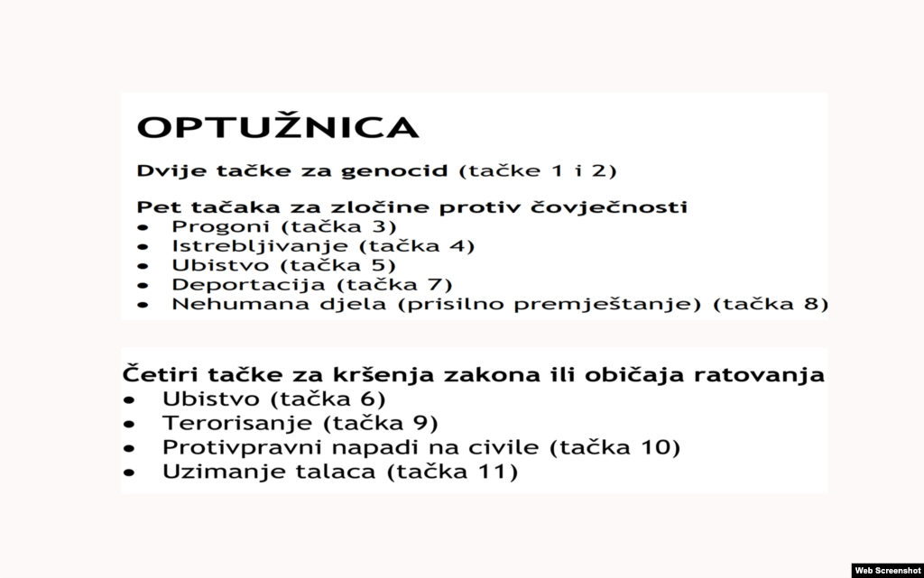 Ratko Mladić - optužnica