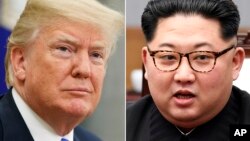 도널드 트럼프 미국 대통령과 김정은 북한 국무위원장. 