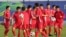 지난 2011년 1월 AFC 아시안컵에 출전하는 북한 축구대표팀 선수들이 훈련장에서 몸을 풀고 있다. (자료사진)