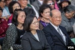 不久前出席公开活动的台湾民进党主席、2016总统候选人蔡英文。（美国之音记者方正拍摄）