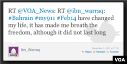 #feb14 have changed my life, it has made me breath the freedom, although it did not last long - @ibn_warraq, Bahrain