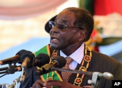 津巴布韦总统穆加贝(2015年8月10日 资料照片)