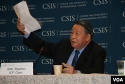 前台湾驻美代表陈锡蕃(美国之音钟辰芳拍摄)