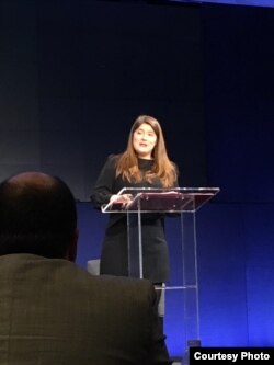 无国界记者美国办事处负责人戴尔芬·哈尔根在星期三的报告发布会上