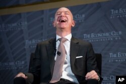 Amazon founder Jeff Bezos speaks at The Economic Club of Washington in Washington, Sept. 13, 2018.