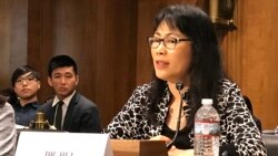 美国圣母大学政治学副教授许田波2019年9月4日在美中经济与安全审查委员会香港听证会上作证(美国之音锺辰芳拍摄）