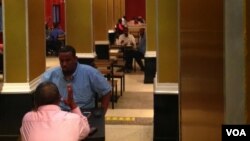 Inside The Mug Coffee Lounge in Mogadishu's Makkah hotel. (Gabe Joselow/VOA)