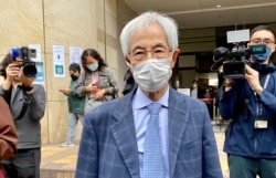 民主党创党主席李柱铭因8-18流水式集会案被判监禁11个月，缓刑两年。 (美国之音/汤惠芸)